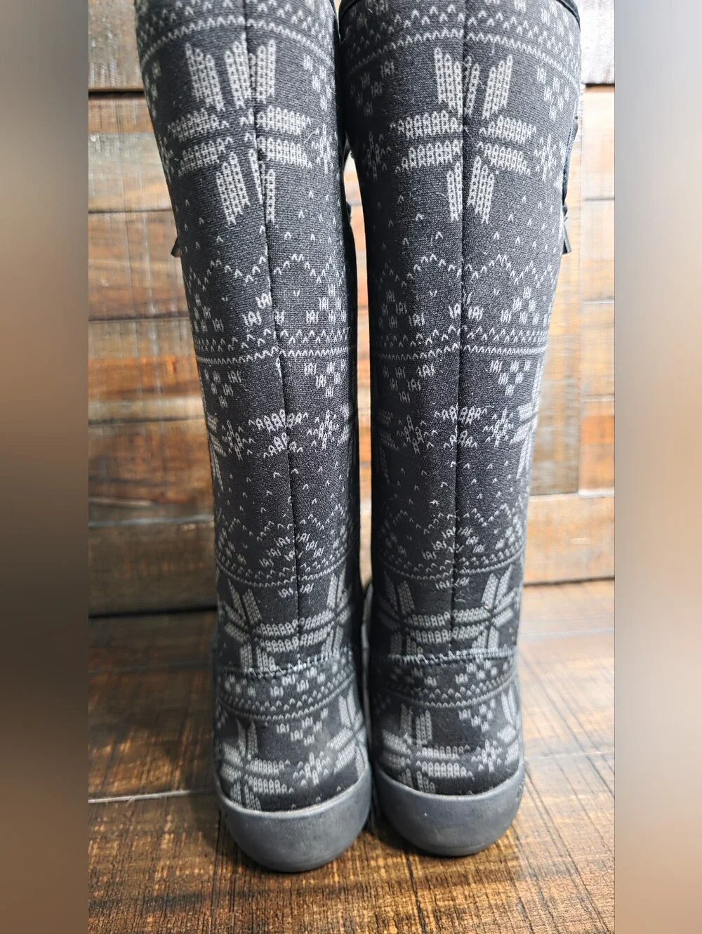 Bogs Summit Sweater Knit Black Pull On Neo-Tech Waterproof Nordic Boots Womens 7